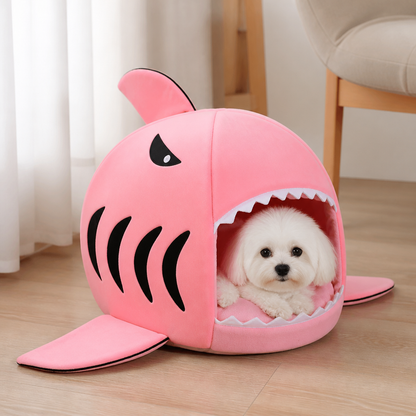 Ortekor Warm & Breathable Shark Pet House (Detachable Washable Cushion)
