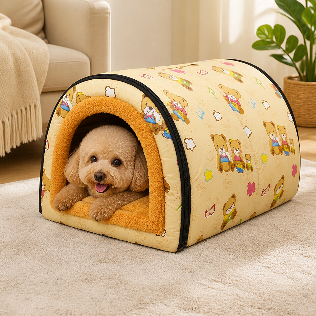 Ortekor Warm & Washable Plush Cave Dog Bed