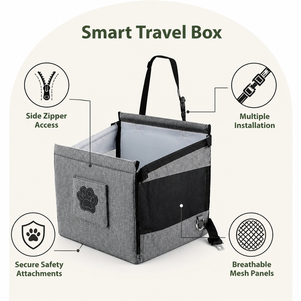 Ortekor Waterproof Mesh & Safety Attachments Pet Car Seat