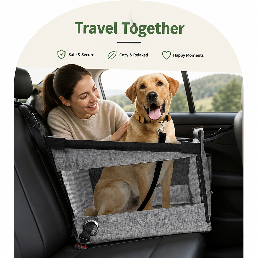 Ortekor Waterproof Mesh & Safety Attachments Pet Car Seat