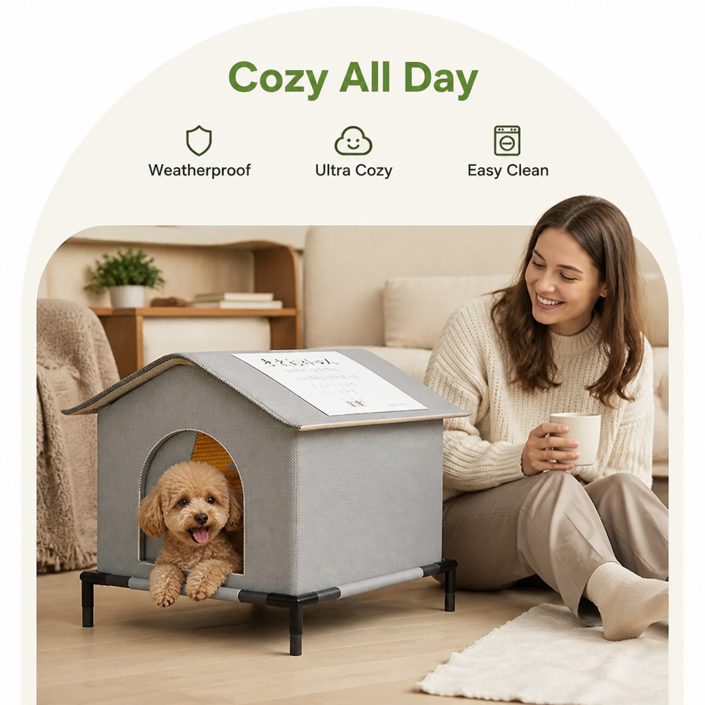 Ortekor Waterproof Plush & Washable Pet Cave Bed