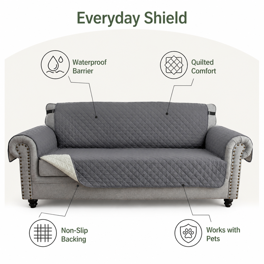 Ortekor Waterproof Quilted & Non-Slip Sofa Cover (Fitted)