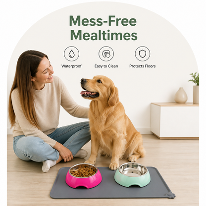 Ortekor Waterproof Silicone & Easy-Clean Pet Feeding Mat