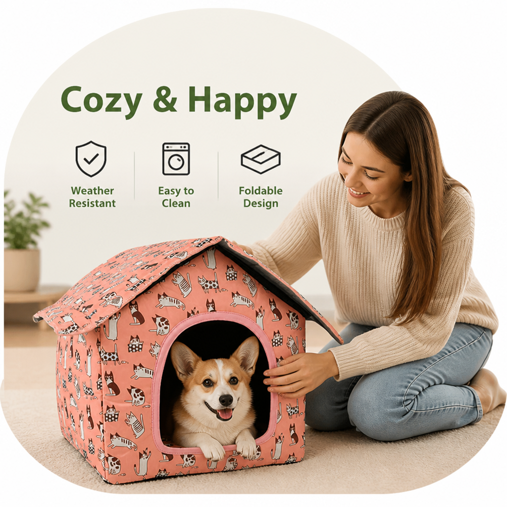 Ortekor Waterproof & Washable Foldable Pet House