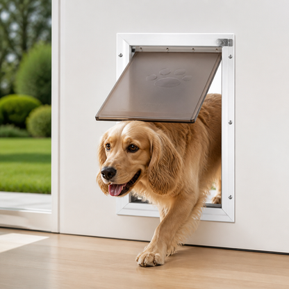 Puerta para mascotas Ortekor con marco de aluminio resistente a la intemperie y cierre magnético (para puertas de 0.42 a 2 pulgadas)