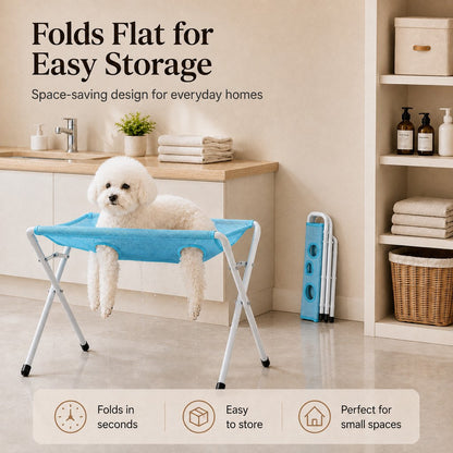 Foldable Elevated Breathable Mesh Pet Grooming Rack (Supports 44 lb)