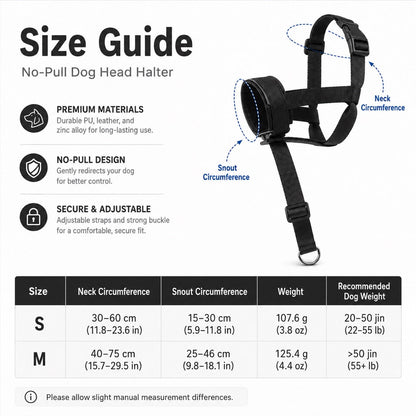 No-Pull Padded Adjustable Dog Head Halter