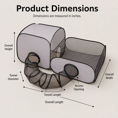Three-Zone Breathable Mesh Cat Playpen (With Tunnel & Resting Tent)