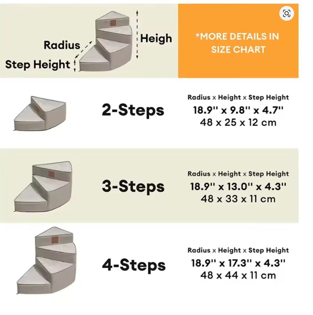 Dog Stairs for Bed | Orthopedic Foam Pet Stairs with Non-Slip Bottom | Easy Access Steps for Small & Senior Dogs