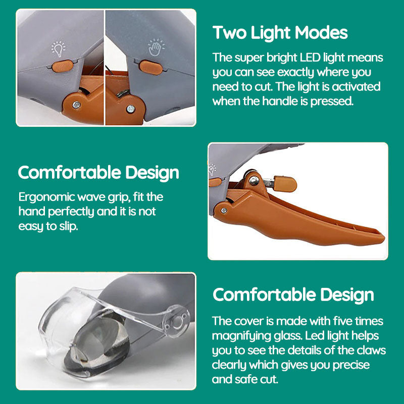 LED Pet Nail Clippers with Safety Guard for Dogs & Cats – Illuminated Trimmer for Small to Large Breeds