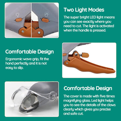 LED Pet Nail Clippers with Safety Guard for Dogs & Cats – Illuminated Trimmer for Small to Large Breeds