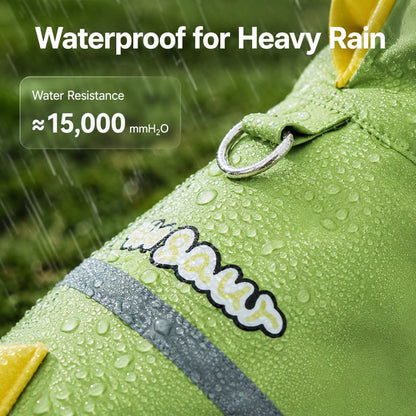 Ortekor Dinosaur Dog Raincoat with Clear Visor Hood – Full-Body Waterproof Pet Suit for Rain, Mud & Outdoor Walks