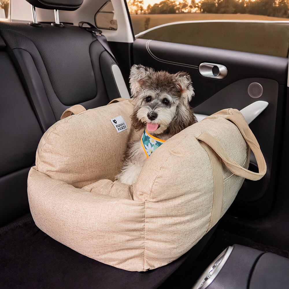 Portable Pet Carrier Booster Seat with Safety Harness and Washable Cover for Small Dogs
