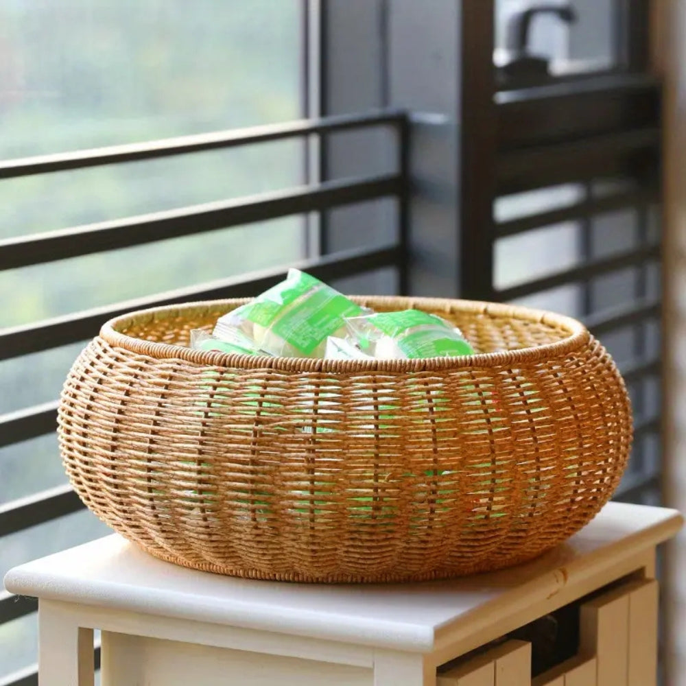 Dome Wicker Storage Basket - Handcrafted Rattan with Secure Lid