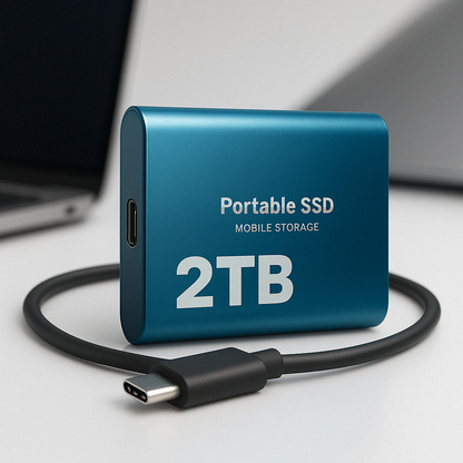 Portable External SSD Drive High-Speed USB-C Storage for Laptops PCs Mac Backup Fast Data Transfer Shock-Resistant Compact Design