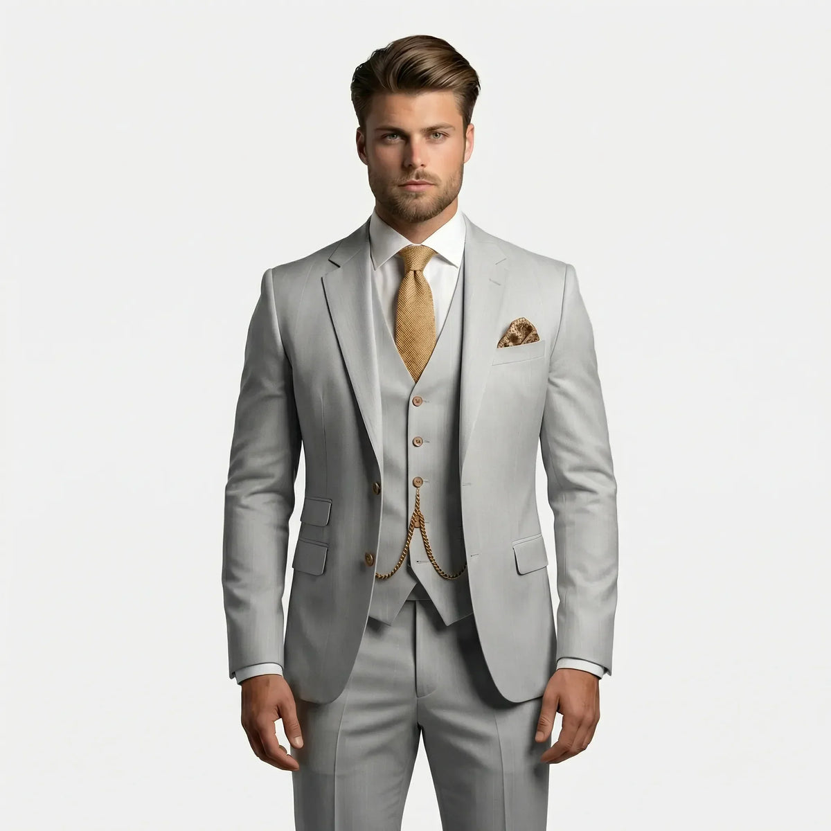 Three-Piece Slim Fit Suit for Men – Tailored Jacket, Vest & Pants Set for Formal Occasions, Weddings, Office & Business Events