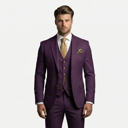 Three-Piece Slim Fit Suit for Men – Tailored Jacket, Vest & Pants Set for Formal Occasions, Weddings, Office & Business Events