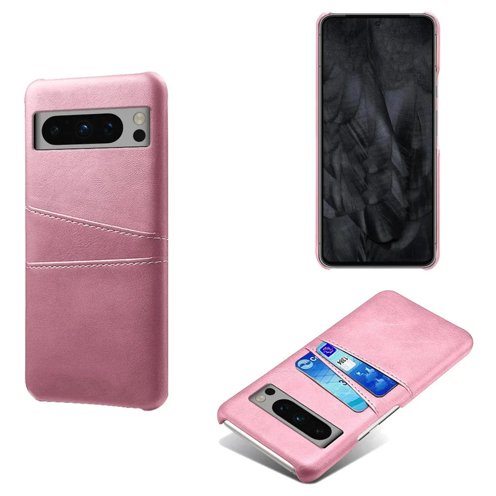 Phone Wallet Case with Two Card Slots for Google Pixel – Leather-Look Protective Cover with Raised Edges & Precise Cutouts