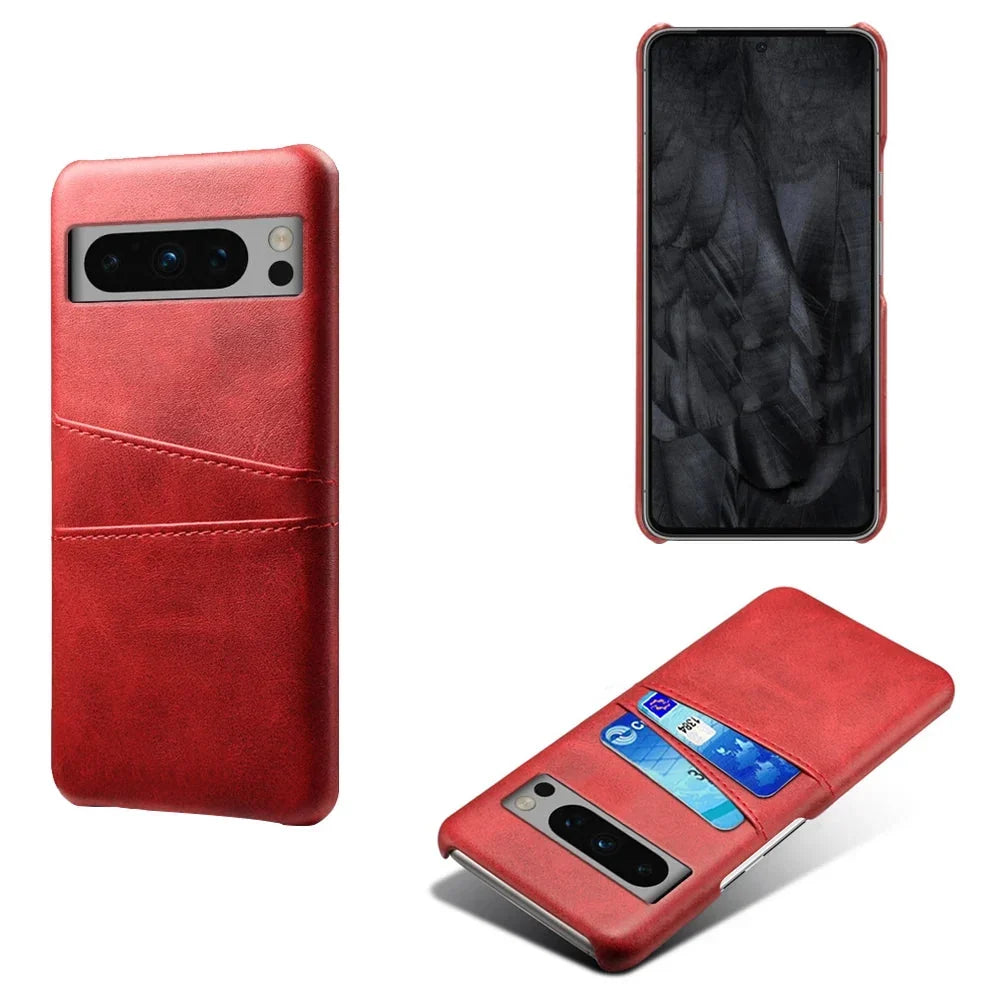 Phone Wallet Case with Two Card Slots for Google Pixel – Leather-Look Protective Cover with Raised Edges & Precise Cutouts