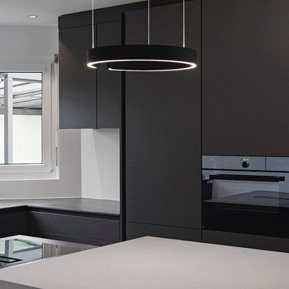 Ortekor Dual-Ring Pendant Light | Adjustable Height LED Hanging Light with Warm White Glow for Contemporary Kitchens