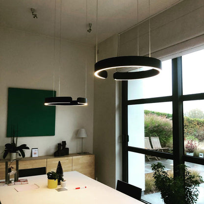 Ortekor Dual-Ring Pendant Light | Adjustable Height LED Hanging Light with Warm White Glow for Contemporary Kitchens