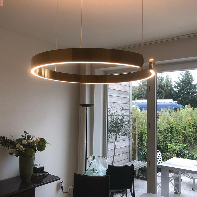 Ortekor Dual-Ring Pendant Light | Adjustable Height LED Hanging Light with Warm White Glow for Contemporary Kitchens
