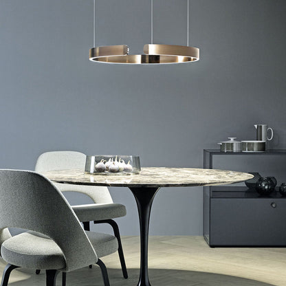 Ortekor Dual-Ring Pendant Light | Adjustable Height LED Hanging Light with Warm White Glow for Contemporary Kitchens
