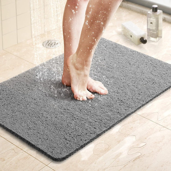 Non-Slip Bathroom Mat with Drainage Holes for Shower and Tub Safety Gray White Beige Fast-Drying Bath Floor Mat
