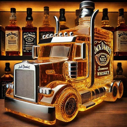 Semi Truck Glass Decanter 13 oz – Collectible Liquor Bottle for Bourbon, Scotch & Whiskey Display | Bar Accessories for Man Cave, Home Bar