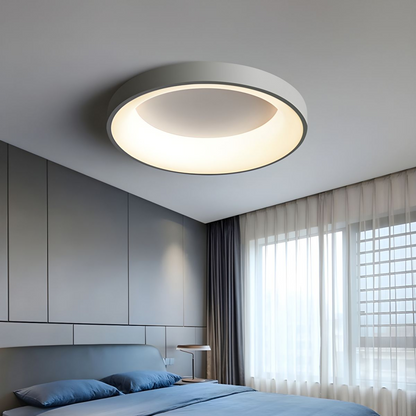 Round LED Overhead Fixture for Bedroom & Hallway – Ultra-Slim Iron & Acrylic Disc – Dimmable Options for Living Room & Entryway