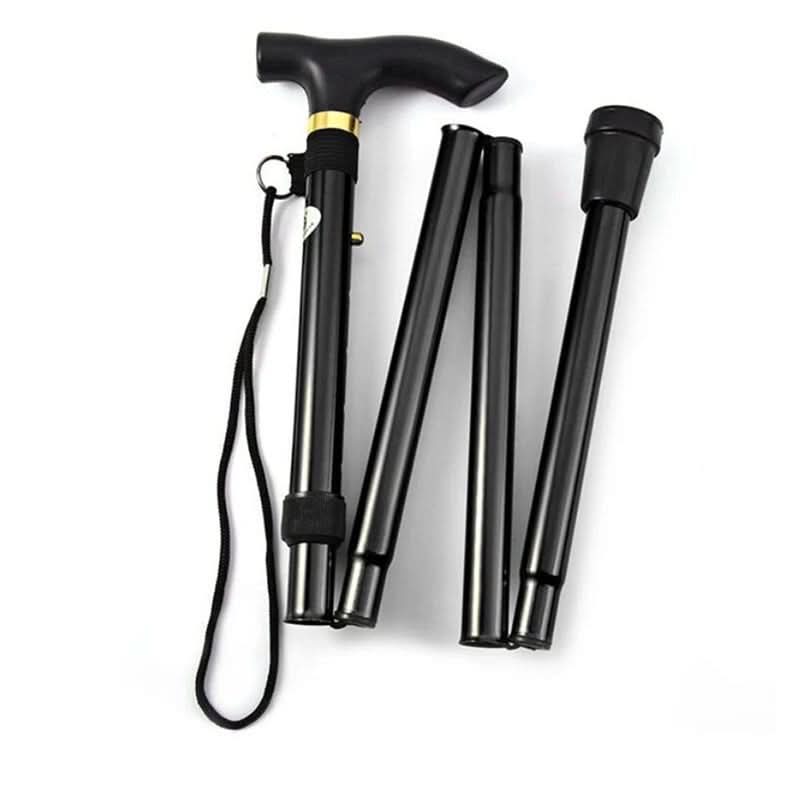 Folding Walking Cane for Seniors – Adjustable Aluminum Support Stick with Ergonomic Handle & Wrist Strap – Lightweight Travel Cane for