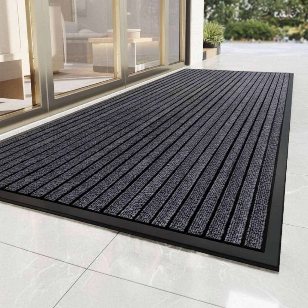 Indoor Outdoor Rubber Doormat Non-Slip Striped Entry Mat for Front Door Hallway Patio Foyer Mud Room High Traffic Areas Home Entryway