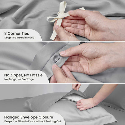 Eco-Friendly Tencel Duvet Cover Set with Cooling Technology | Lightweight & Moisture-Wicking for Comfortable Sleep