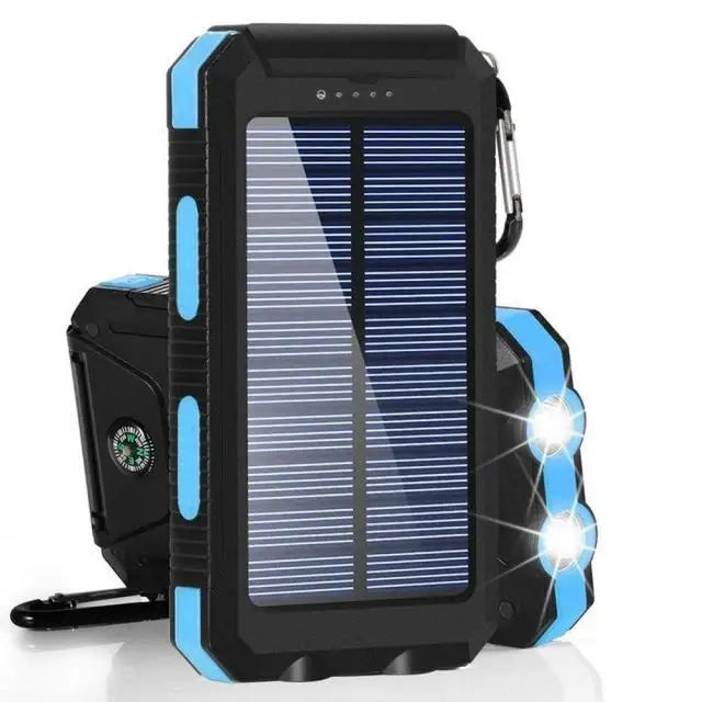 EcoCharge | 20000mAh Solar-Powered Battery Pack with LED Light | Portable Power Solution for Outdoor Adventures