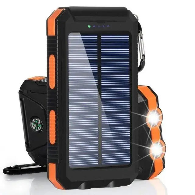 EcoCharge | 20000mAh Solar-Powered Battery Pack with LED Light | Portable Power Solution for Outdoor Adventures