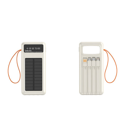 EcoCharge | Solar Power Bank with Integrated Cables & Digital Display | Portable Energy Solution for All Devices