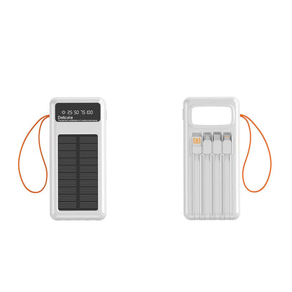 EcoCharge | Solar Power Bank with Integrated Cables & Digital Display | Portable Energy Solution for All Devices