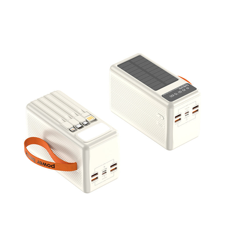 EcoCharge | Solar Power Bank with Integrated Cables & Digital Display | Portable Energy Solution for All Devices