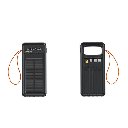 EcoCharge | Solar Power Bank with Integrated Cables & Digital Display | Portable Energy Solution for All Devices