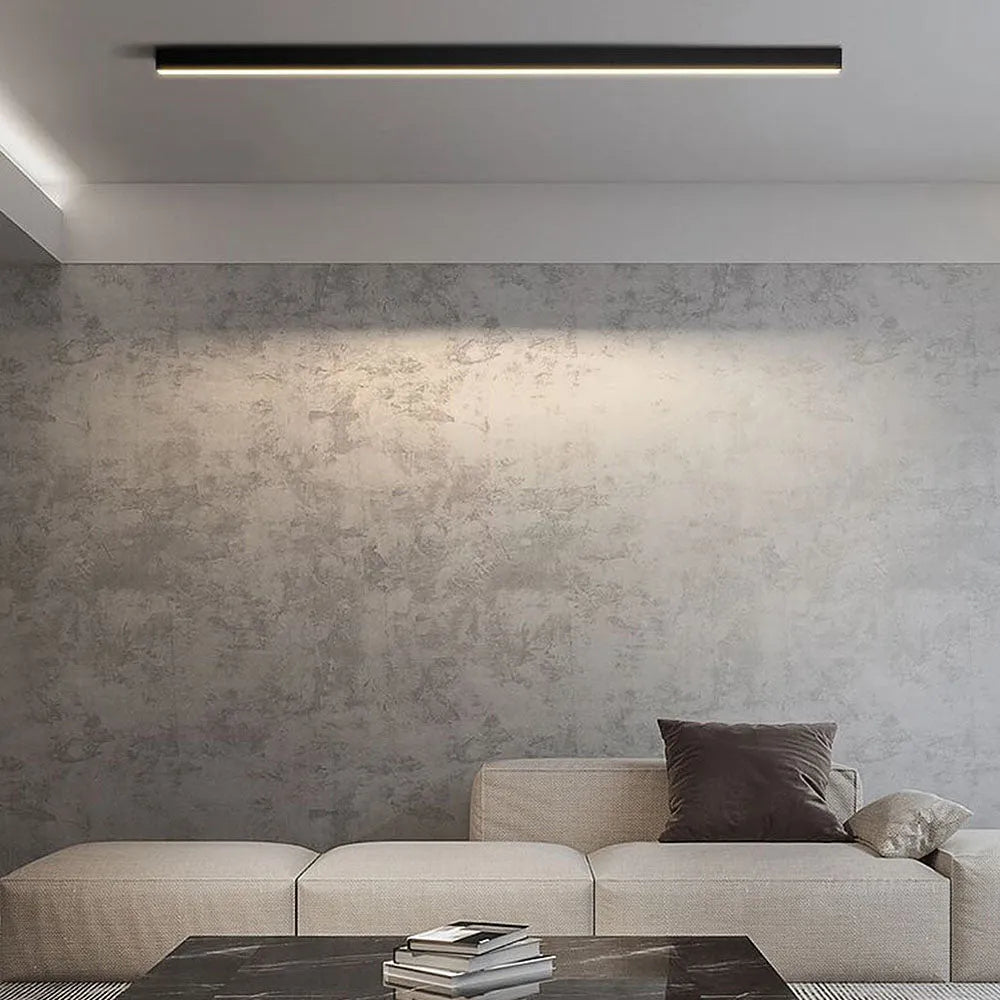 Linear LED Flush Mount Light 47-Inch Contemporary Aluminum Fixture Bedroom Hallway Kitchen Bar Overhead Lighting Slim Profile Low Profile Bl