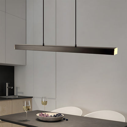 Linear Metal LED Fixture 47 in Black Kitchen Island Overhead Bar Lamp Slim Profile Adjustable Drop Modern Minimalist Style for Dining Room W