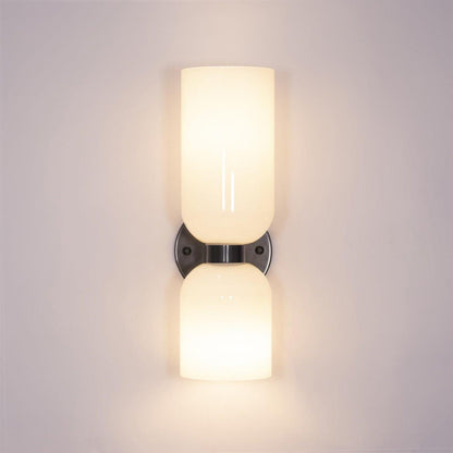 Modern Iron & Glass Double-Light Fixture for Hallway Bedroom Entryway Ambient Lighting Dimmable E14 Socket 14 in Height 6 in Depth