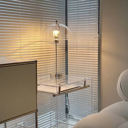 Bedside Reading Light with Acrylic Shade – Silver Metal Frame – 12 in Diameter – Modern Desk Accent for Bedroom, Office & Living Room
