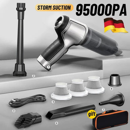 Cordless Vacuum Cleaner for Car Interior and Home, Handheld Car Vacuum with Brushless Motor and Blower Attachments