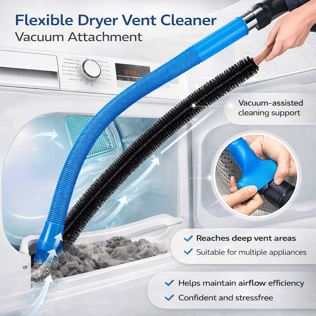 Efficient Lint Eliminator | Flexible Dryer Vent Cleaning Tool with Extended Reach for Optimal Airflow