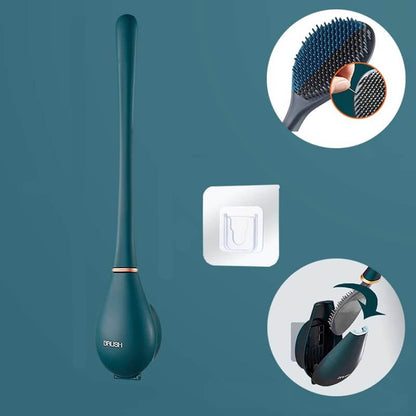 Efficient Wall-Mounted Toilet Brush with Flexible Head & Quick-Dry Holder for Hygienic Cleaning