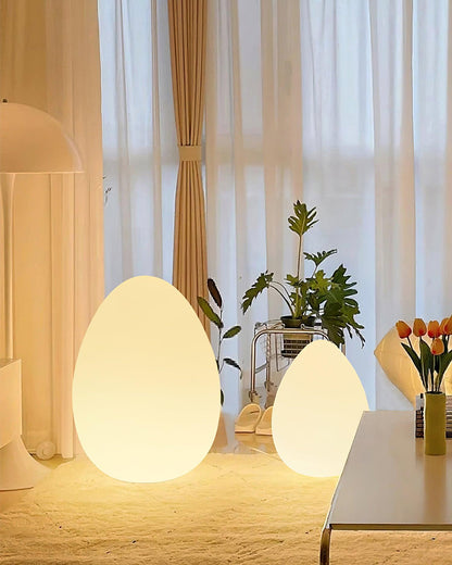 Lámpara de ambiente LED en forma de huevo de 12 pulgadas con pantalla de polietileno blanco, luz de 3 modos, inalámbrica, recargable, para interiores y exteriores, luz de acento para sala de estar y patio