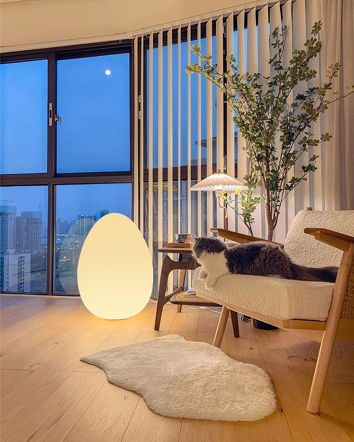Lámpara de ambiente LED en forma de huevo de 12 pulgadas con pantalla de polietileno blanco, luz de 3 modos, inalámbrica, recargable, para interiores y exteriores, luz de acento para sala de estar y patio
