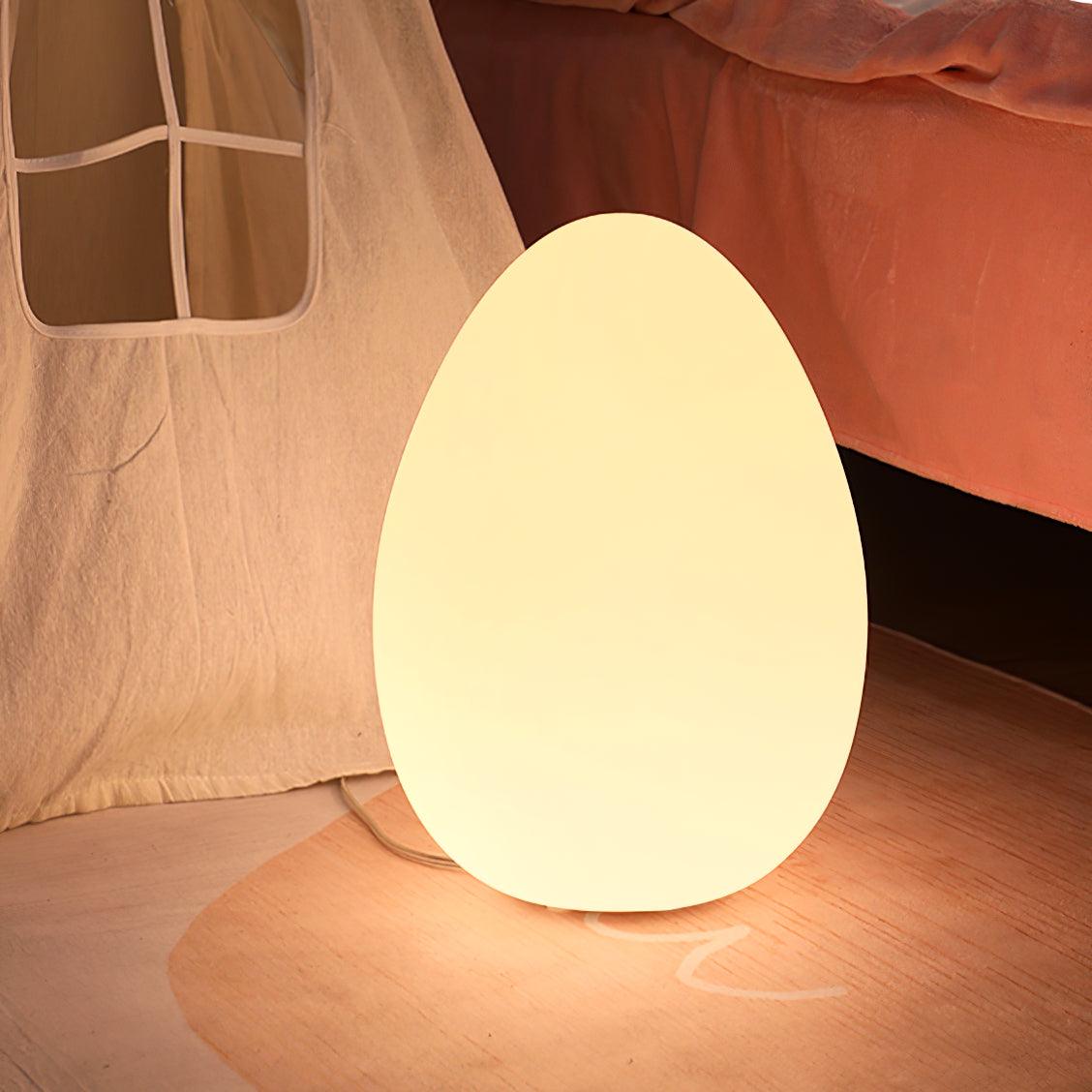 Lámpara de ambiente LED en forma de huevo de 12 pulgadas con pantalla de polietileno blanco, luz de 3 modos, inalámbrica, recargable, para interiores y exteriores, luz de acento para sala de estar y patio