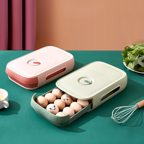 Contenedor de huevos Evara para refrigerador - Apilable con cajón extraíble